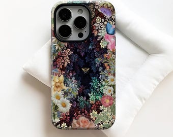 Romantic Colorful floral & insect collage Phone Case,Retro Botanical Flowers,For iPhone 17 16 15 14 13 12 11 Pro Max,Samsung S25 S24,Magsafe
