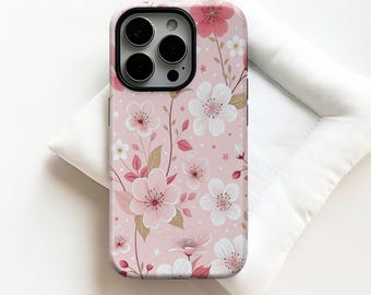 Marzycielski futerał na telefon z różowo-białymi kwiatami, vintage różowy kwiat w stylu wiktoriańskim, dziewczęcy, do iPhone'a 17 16 15 14 13 12 11 Pro Max, Samsung S25 S24 S23 S22 S20