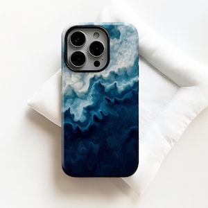 Gradient Blue Contour Line Fluid Abstract Phone Case,Minimal Tech Print,For iPhone 17 16 15 14 13 12 11 Pro Max,Samsung S26 S25Ultra,Magsafe