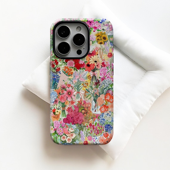Flower bouquet art illustration Phone Case,Floral Vintage Art Cover for iPhone 17 Pro Max 16 15 14 13 12 11,Samsung S25 Ultra S24 FE S23