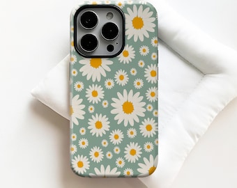 Daisy pastoral style Phone Case,Retro Botanical Floral Design,For iPhone 17 16 15 14 13 12 11 Pro Max,Samsung S25 S24 S23 S22 Ultra,Magsafe