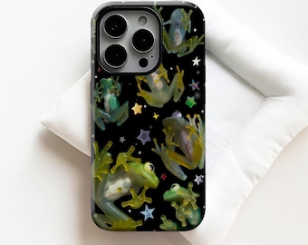 Fantasy Transparent Frog Phone Case,Colorful stars, bizarre and dreamlike,For iphone 17 16 15 14 13 12 11 Pro Max,Samsung S25 S26 ,Magsafe