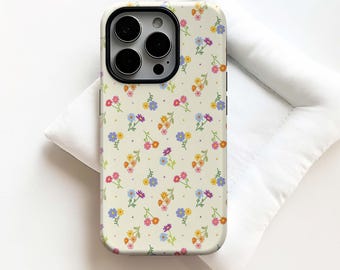 Bloemen telefoonhoesje, Wildflower Botanical Cottagecore Flower, hoes voor iPhone 17 16 15 14 13 12 11 Pro Max, Samsung S25 S24 Ultra, magsafe