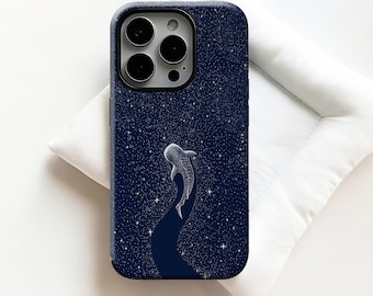 Dreamy whale shark Phone Case,Deep blue sky, white stars,Dreamy universe,For iPhone 17 16 15 14 13 12 11 Pro Max,Samsung S26 S25,Magsafe