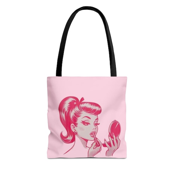 Vintage Glam Tote Bag: Pink Stylish Carryall for Makeup Lovers