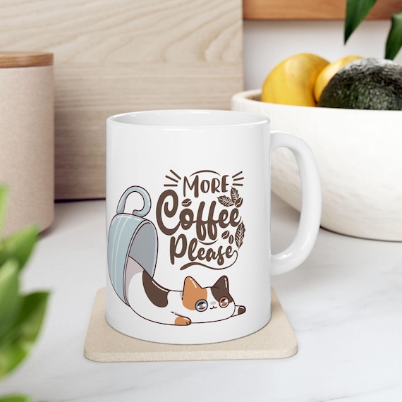 Cute Cat Ceramic Mug | Animal Lover Gift, Cat Mom Mug, Coffee Cup, Pet Owner Gift, Cute Kitchen Decor