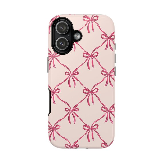 Pink Bow Tie Phone Case: Impact Resistant iPhone 17 Series
