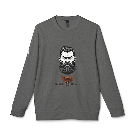 Men's Biker Sweatshirt: Fleece Crewneck with Skull Graphic
