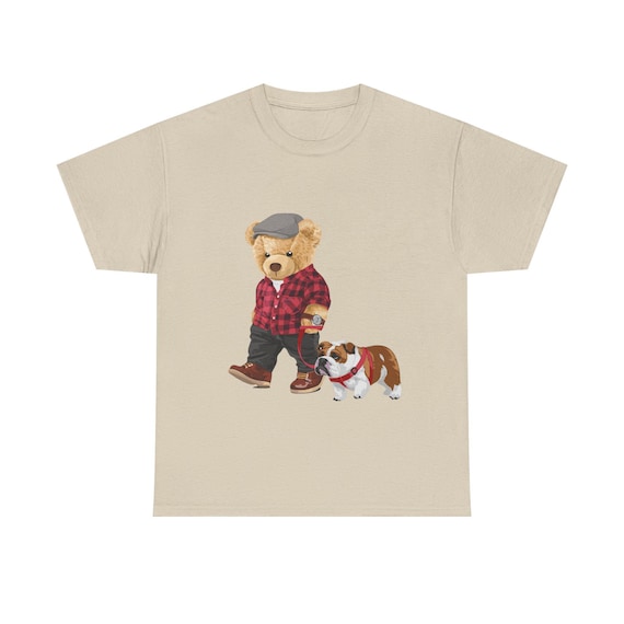 Bear Walking Dog Graphic Tee: Animal Lover Unisex T-Shirt