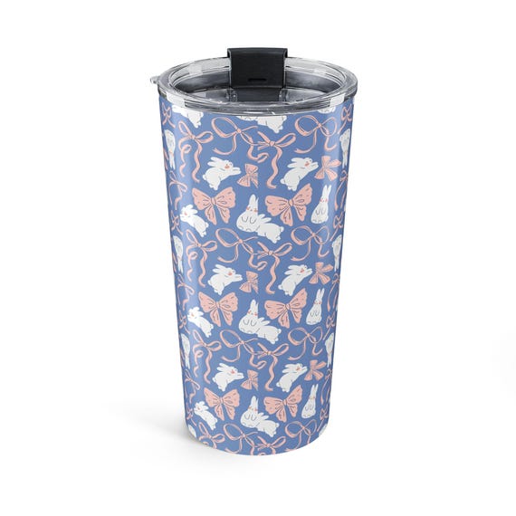 Whimsical Tumbler 20oz: Rabbit & Butterfly Design, Perfect for Gifts, Home, Parties, Road Trips, Adventures