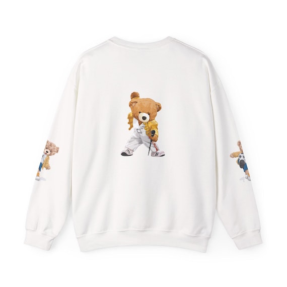 Embroidered Bear Graphic Sweatshirt: Cozy Cotton-Blend Crewneck