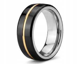Anillo NFC NTAG216 de 19 mm, color negro y oro, anillo inteligente