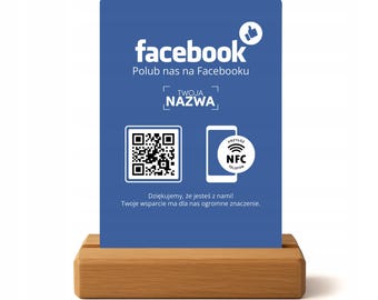 Presentador, stand de Facebook: stand con NFC y QR para obtener "me gusta" y seguidores con su logotipo o nombre