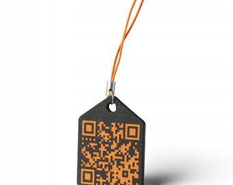 Llaveros con código QR personalizados: negro con QR blanco o naranja