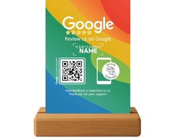 Google Stand con NFC y QR - Versión en inglés de "Reseñanos en Google"
