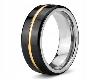 Anillo NFC NTAG216 de 18 mm, color negro y oro, anillo inteligente