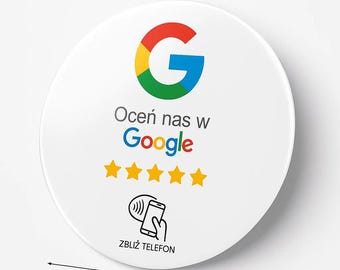 Pegatina NFC redonda de 12 cm con reseñas de Google: "Valóranos en Google", resistente al agua