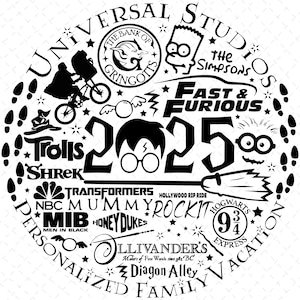 Diseño digital inspirado en Universal Studios Orlando, PNG, SVG, diseño de camisetas familiares personalizadas 2025