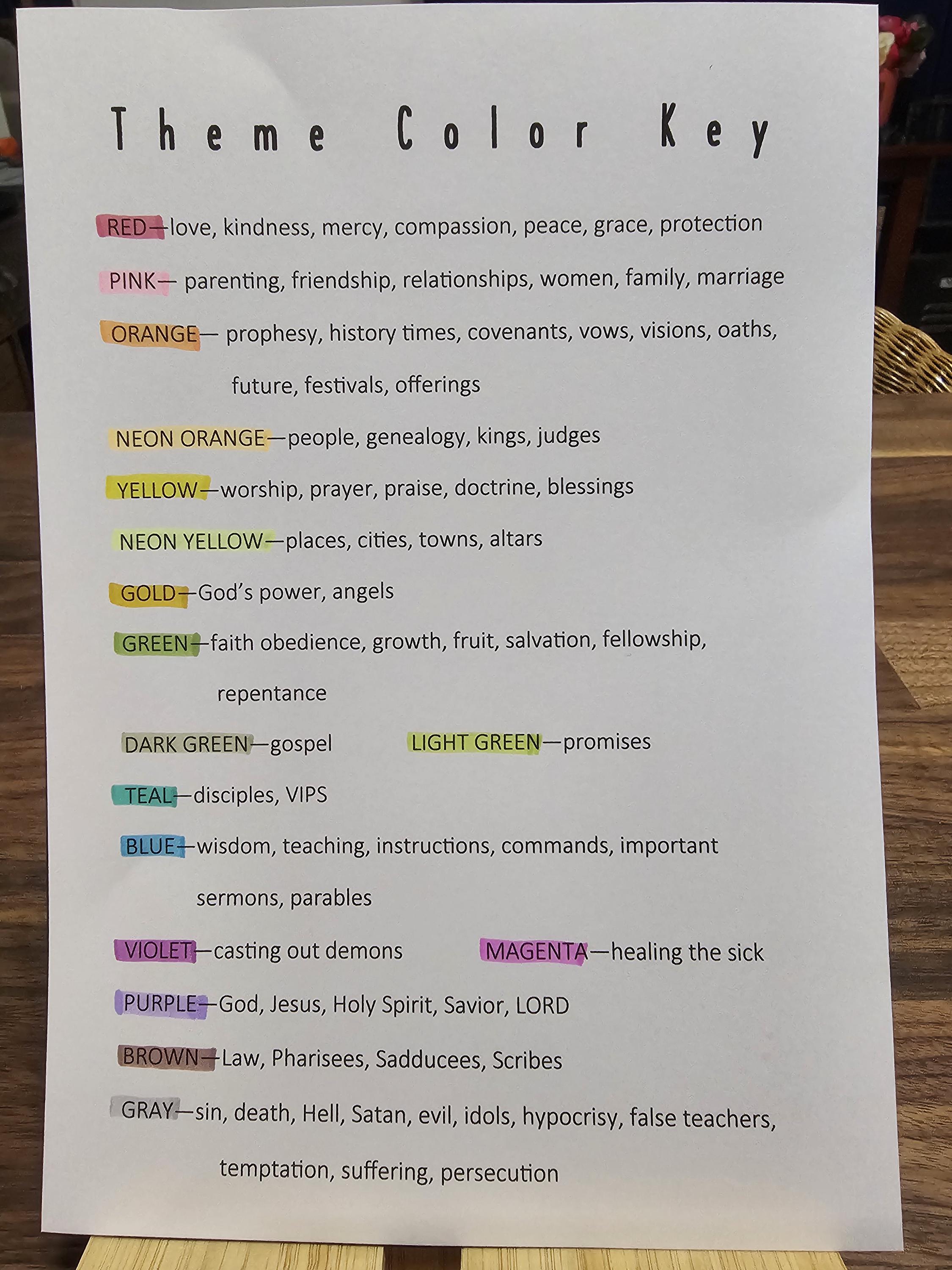 Textbook Reading Color Coding Key Scripture Color Code Key - Etsy