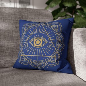 Eye-Design Faux Suede Pillowcase | Boho Home Decor, Meditation Accessory, Gift for Yogis, Spiritual Room Accent, Cozy Living Room