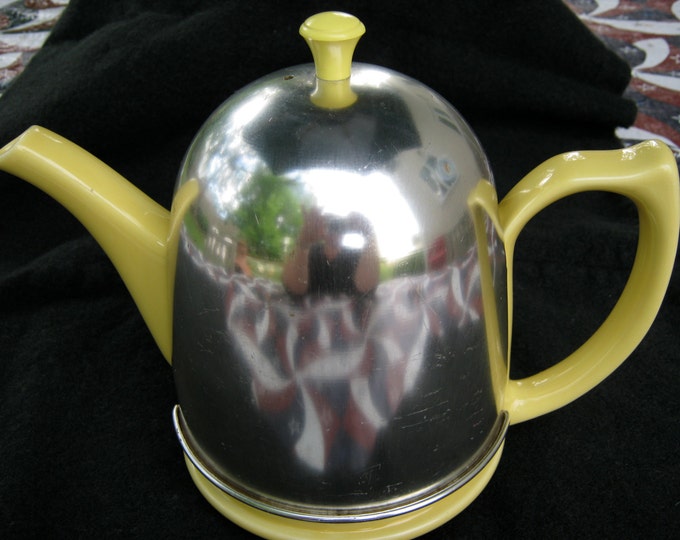 Hall China Yellow Teapot With Chrome Insulator Etsy