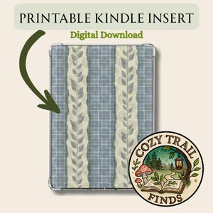 Blue & Green Leafy Design - Printable Kindle Insert