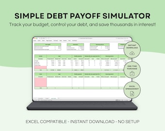 Simple Debt Payoff Calculator Spreadsheet | Budget Tracker Template | Debt Snowball & Avalanche Planner | Personal Finance Excel Sheet