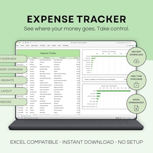 Monthly Expense Tracker, Personal Finance Spreadsheet, Simple Spending Log, Household Budget Planner, Money Management Tool, Excel Template