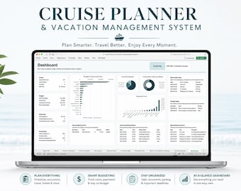 Cruise Planner Excel Spreadsheet, Vacation Management System, Cruise Itinerary, Budget, Excursions, Packing, Travel, Payments & Dashboard