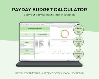 Payday Budget Calculator Spreadsheet | Calculate Your Daily Spending Limit Until Payday