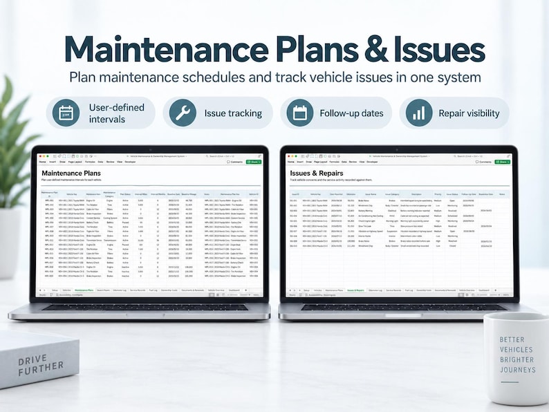 Vehicle Maintenance Tracker Spreadsheet, Car Service Log, Auto Repair ...