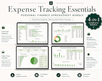 Expense Tracking Essentials | Cash Expense Tracker | Small Business Expense Tracker | Traffic Ticket Tracker | Etsy Shop Expense Tracker
