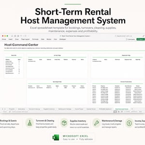 Tableur de gestion des hôtes Airbnb, Suivi des locations de courte durée, Système de réservation VRBO, Excel de suivi des revenus et dépenses des locations de vacances, Propriété de vacances