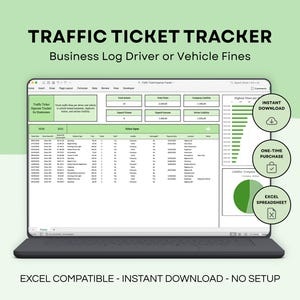 Business Traffic Ticket Tracker, Driver Vehicle Fine Spreadsheet, Fleet Violation Log, Company Liability Template, Paid Status Excel Sheet