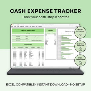 Cash Only Expense Tracker Spreadsheet, Excel Spending Log Template, Physical Money Ledger, Envelope Budget Planner, Daily Category Dashboard