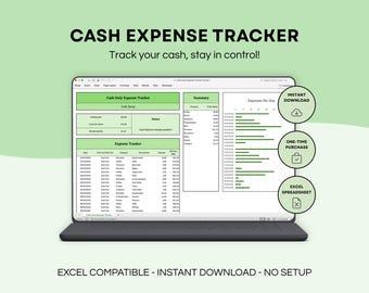 Cash Only Expense Tracker Spreadsheet, Excel Spending Log Template, Physical Money Ledger, Envelope Budget Planner, Daily Category Dashboard