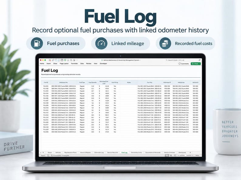 Vehicle Maintenance Tracker Spreadsheet, Car Service Log, Auto Repair ...