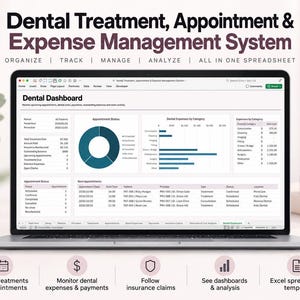 Foglio di calcolo Excel per il monitoraggio di trattamenti e appuntamenti odontoiatrici | Gestione delle spese odontoiatriche, dei pagamenti, delle richieste di rimborso assicurativo e dell'assistenza familiare