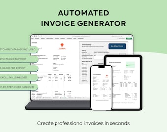 Automated Invoice Generator Excel US & NL-only | Invoice System with Dashboard, Databases + Slicers, Auto Invoice Numbers