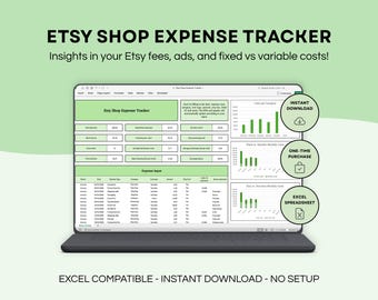 Etsy Shop Expense Tracker Spreadsheet | Track Costs, Etsy Fees, Ads & Fixed vs Variable Costs