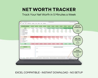 Net Worth Tracker Spreadsheet | Assets & Debts Dashboard with Chart