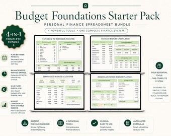 Budget Foundations Starter Pack | Paycheck-to-Paycheck Planner | 50/30/20 Calculator | Zero Based Allocator | Irregular Income Planner