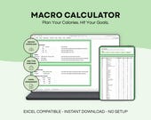 Macro Calculator Excel | Calorie Calculator + Meal Planner | Macro Tracker Spreadsheet | Weight Loss & Muscle Gain