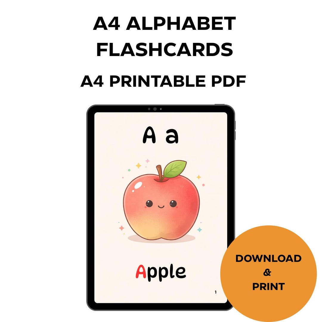 A4 Alphabet Flashcards | Toddler Learning Cards (PDF Printable) - Etsy