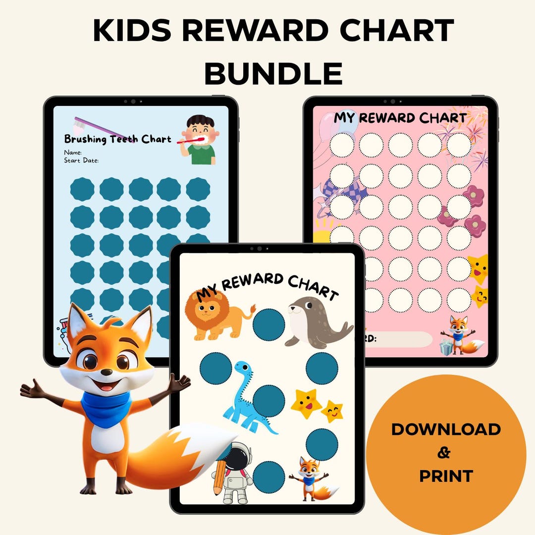 Kids Printable Reward Chart Bundle | Chore and Behavior Charts (PDF ...