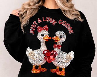 Faux Strass Gans PNG |  Garn Sparkle Strassstein Jeweled Design, Valentinsgruß-Kristalltier-Hemd-Grafik | Digitaler Download