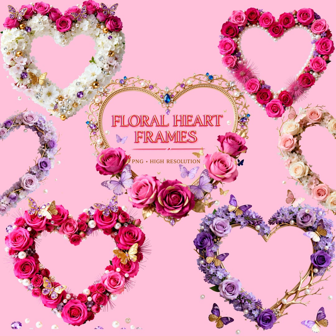 Floral Heart Photo Frames | Romantic Wedding & Valentine Frames | 20 ...