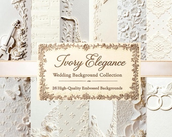 Luxury Wedding Embossed Backgrounds | Ivory & White Floral Frames,Digital paper.