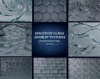 Transparent Glass Overlay Textures PNG ,Embossed Glass Backgrounds, 14 Files, High Resolution