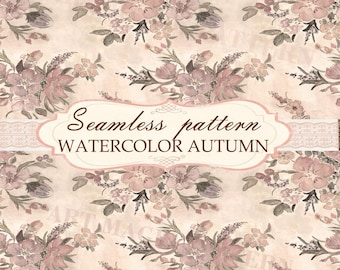 Watercolor Vintage Floral Seamless Pattern Hand painted